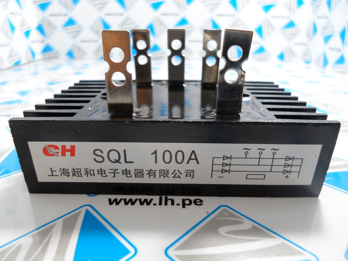 SQL-100A          Diodo Puente Trifásico 100A-1600V, 3 Fases con disipador